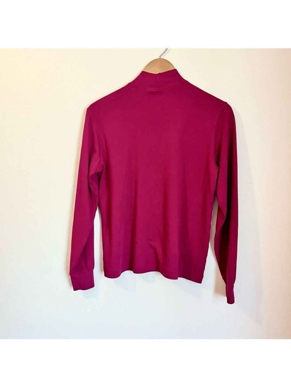 Lands’ End Cotton Mock Neck Top Raspberry Long Sleeve Soft Thick Knit S/P 6–8 - Picture 5 of 5